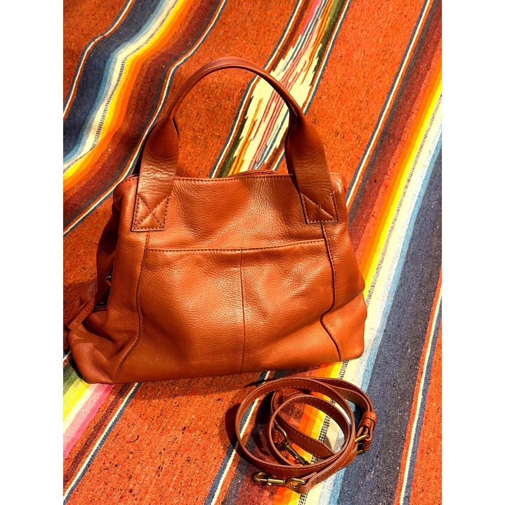 NWOT American Leather Co Ada Triple Entry Satchel Handbag Brown Lined Crossbody